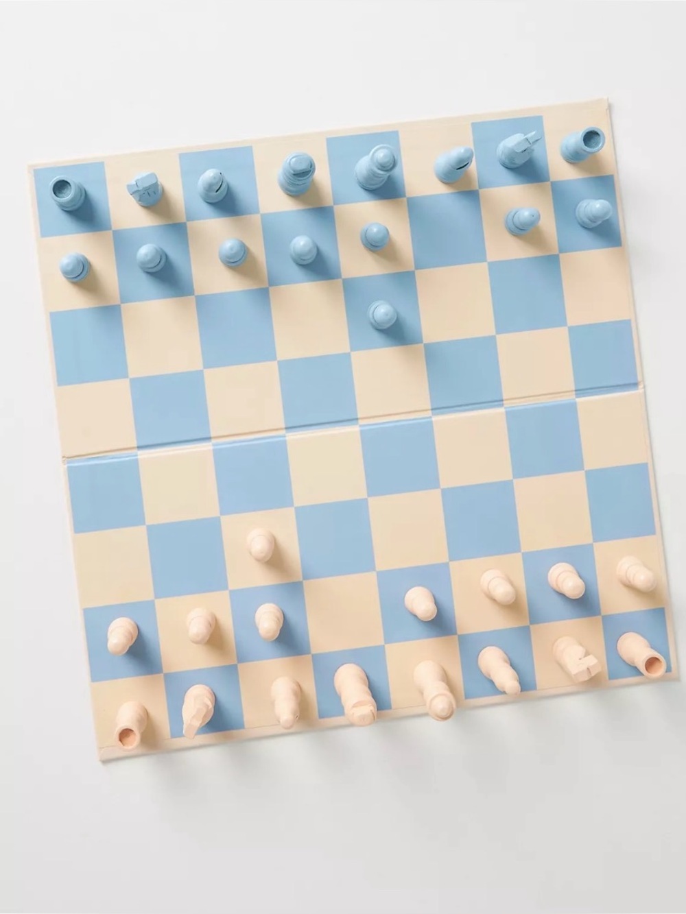 Anthropologie Printworks Blue and Cream Chess Set